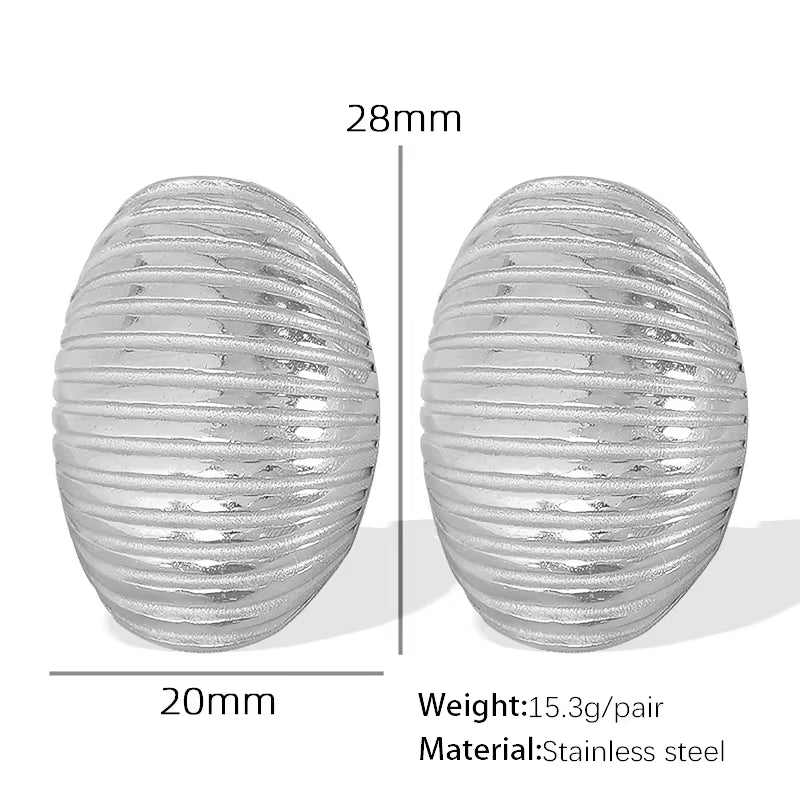 JEWELRY EH186 French Multi-Layer Pleated Openwork Textured Stainless Steel Earrings Tide My Store