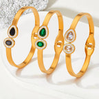 18K Gold Plated White Cubic Zirconia Setting Stainless Steel Band Bangles for Female My Store