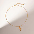 Jewelry 18K PVD Gold Plated Hammer Cross Necklace Tiger Eye Stone Cross Pendant Necklace for Women My Store