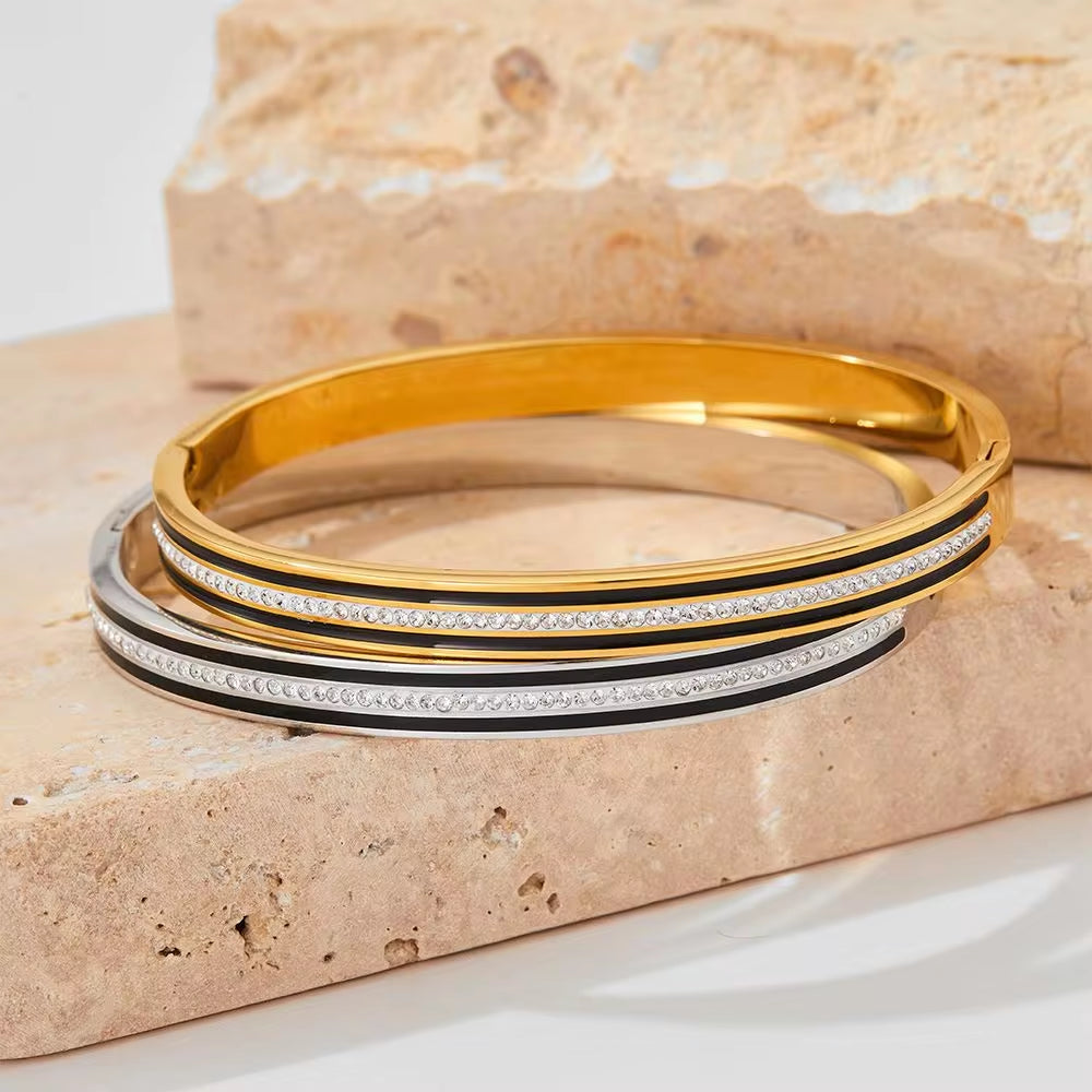 Charm CZ Rhinestone Pave Stainless Steel Cuff Bracelet Bangle Jewelry My Store