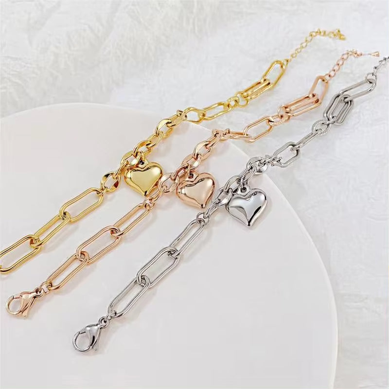 Fashion Jewelry Classic Women'S Stainless Steel Hearts Chain Hip Hop Bracelet for Men My Store