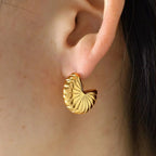 JEWELRY EH238 Hot Sellingstainless Steel 18K Gold Plated Earrings Women'S Scalloped Threaded Personalised Earrings My Store