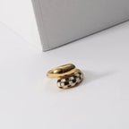 Wholesale 18K Gold Plated Black White Plaid Binding Stainless Steel Rings for Women My Store