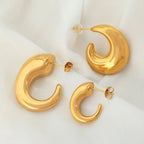 JEWELRY EH230-1 French Haute Sense of 18K Gold C-Shaped Hollow Earrings Geometric Minimalist Earrings for Women My Store