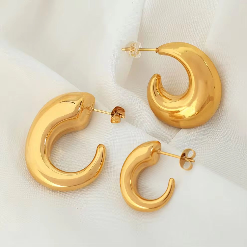 JEWELRY EH230-1 French Haute Sense of 18K Gold C-Shaped Hollow Earrings Geometric Minimalist Earrings for Women My Store