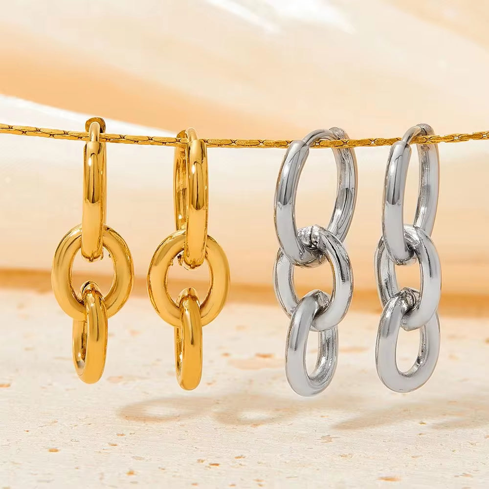 2024 Hip Hop Punk Chunky Cuban Link Chain Long Hanging Aesthetics Bijoux Gold Color Thick Oval Curb Chain Link Drop Earrings My Store