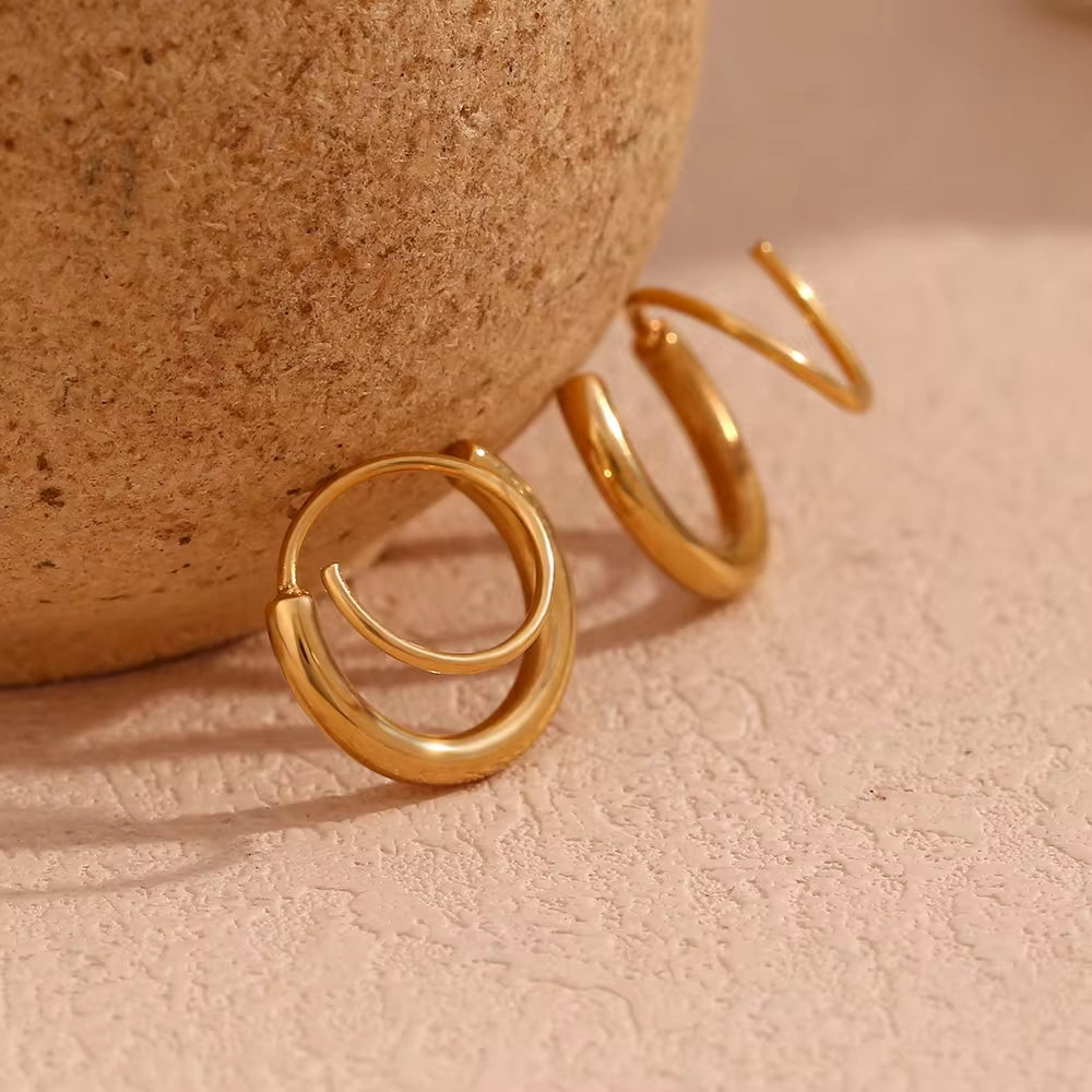 Minimalist Earrings Winding Gold Plated Stud Earrings for Women Waterproof Stainless Steel Jewelry My Store