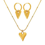 JEWELRY XL89-EH256 Simple Fresh Scenic Face Heart Necklace Earrings Heart Shape Texture Earrings Collarbone Chain Set My Store