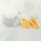 JEWELRY EH96 Fashion Stainless Steel Leaf Earrings Niche Vintage Gold Leaf Earrings My Store