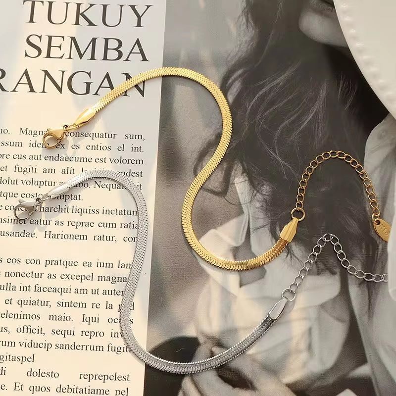 Wholesale Custom Stainless Steel Gold Plated 18K Gold 3Mm Snake Chain Necklace Bracelet Chain Set for Women My Store