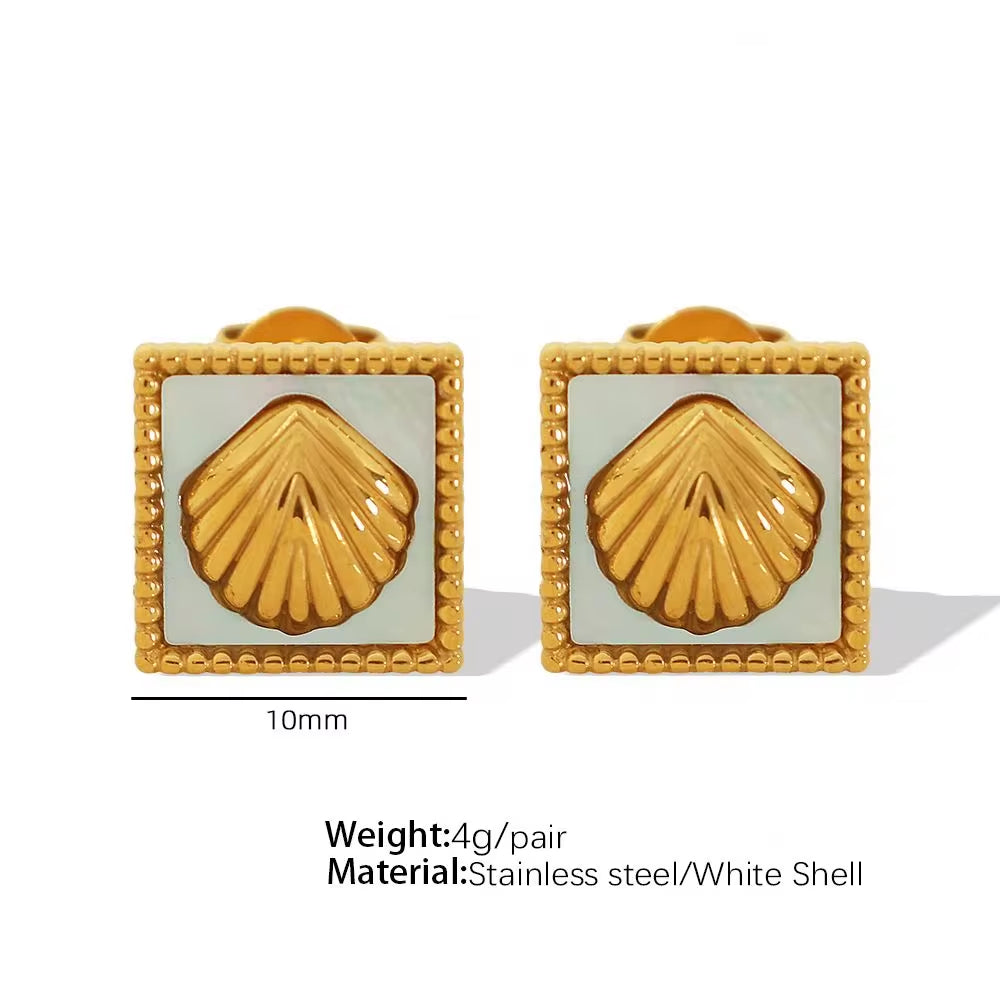 JEWELRY Fashionable Elegant Stainless Steel Metal Earrings Premium Feeling Shell Earrings for Women My Store