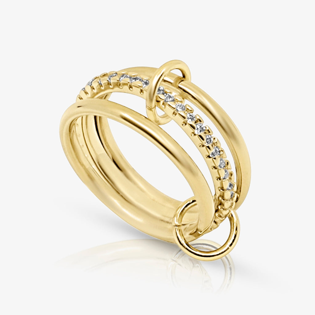 Stacked Linked Crystal Band Ring Angel