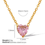 JEWELRY XL90 Fashion Zirconia Peach Heart Heart Pendant Necklace Collar Chain Micro Zirconia Necklace My Store
