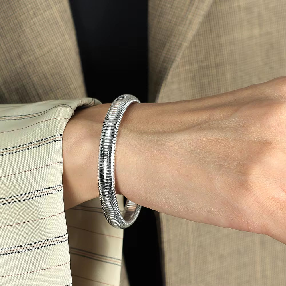 JEWELRY SZ11 Fashion Hip Hop Snake Bone Bracelet Stainless Steel Stretch Bangles My Store