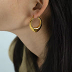 JEWELRY EH24-EH25 French High Quality Earrings Glossy Stainless Steel 18K Gold Plated Earrings Wholesale My Store