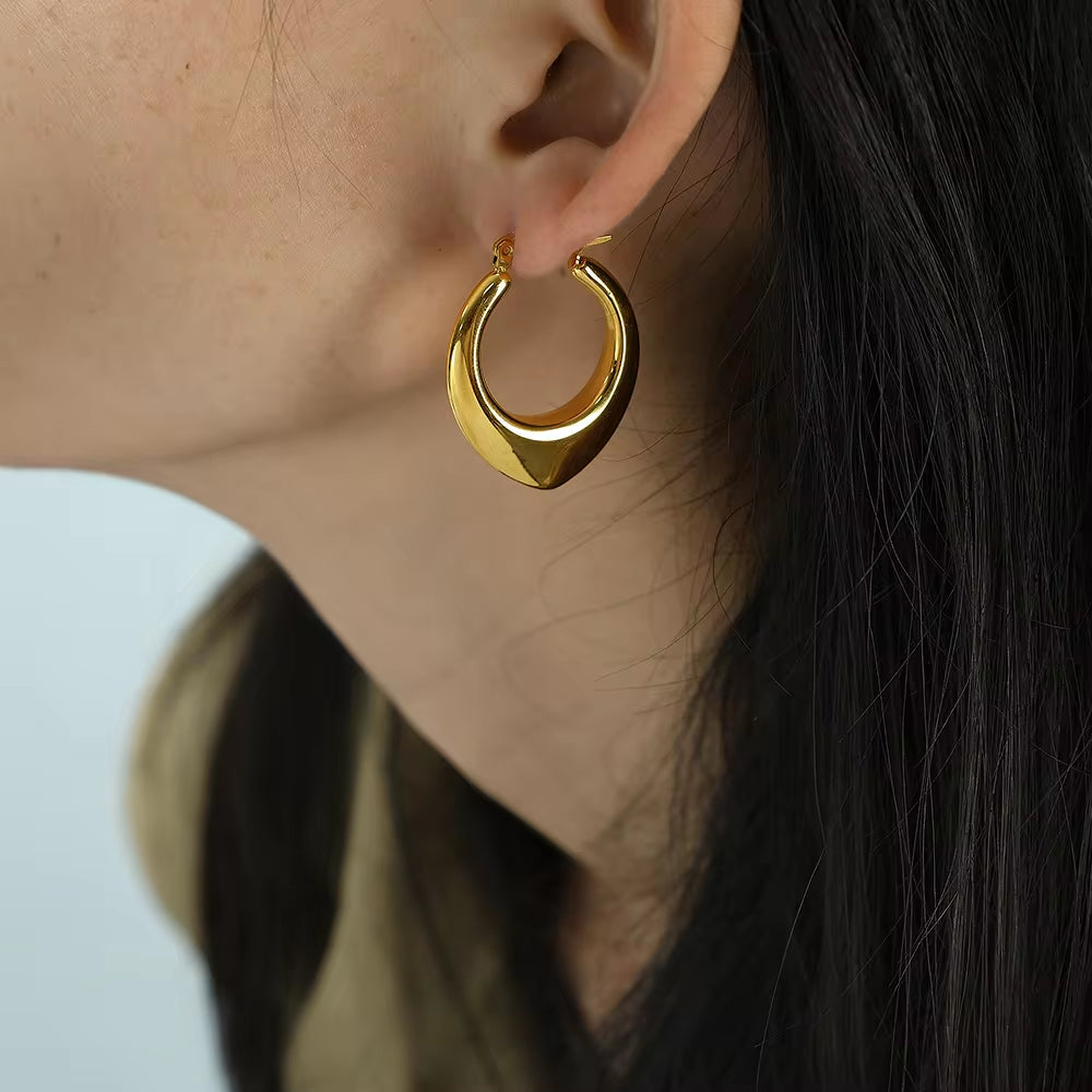 JEWELRY EH24-EH25 French High Quality Earrings Glossy Stainless Steel 18K Gold Plated Earrings Wholesale My Store