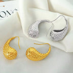 JEWELRY EH91 French 18K Gold Plated Teardrop Polka Dot Hollow Earrings Stainless Steel Fashion My Store