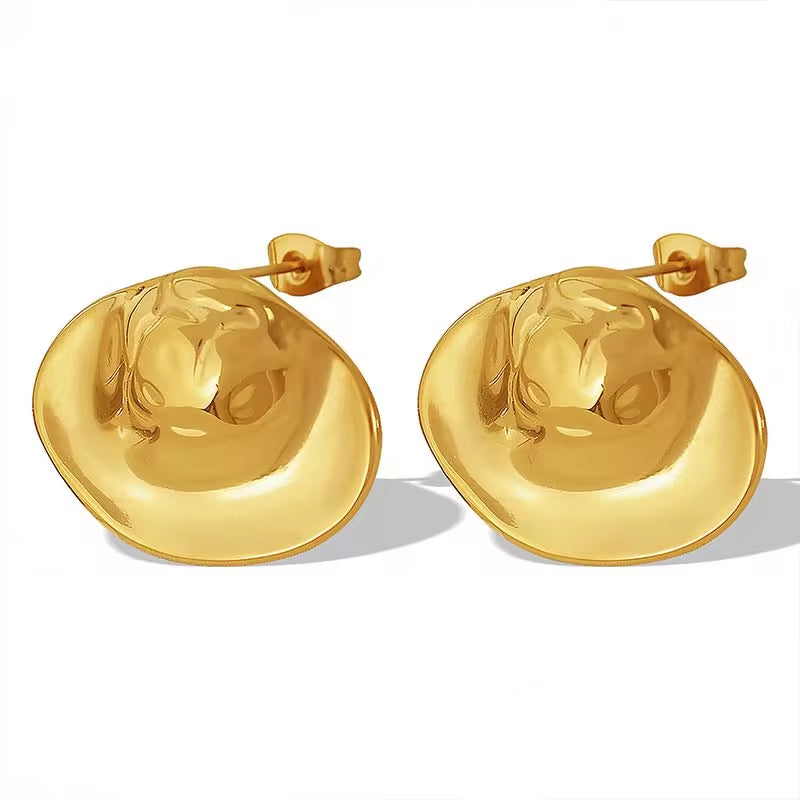 JEWELRY EH185 New Cold Wind Pleated Irregular Exaggerated Earrings Stainless Steel Gold-Plated 18K Earrings My Store