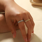 18K Gold Plated Cubic Zircon Stainless Steel Women Men Ring Waterproof Couple Ring for Lovers Hypoallergenic My Store