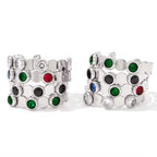 Waterproof Charm Fashion Jewelry 18K Gold Plated Stainless Steel Green Colorful Cubic Zirconia Hoop Earrings Women My Store