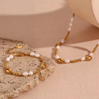 Fresh Water Pearl Chain Choker Necklace Gold Plated Jewelry Tarnish Free Stainless Steel Necklace My Store