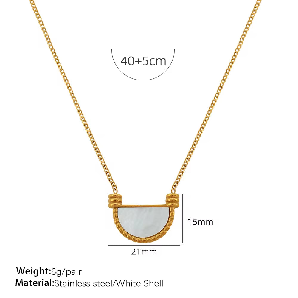 JEWELRY XL78-EH221 Factory Made Thick Cut White Mother of Pearl Premium Feeling Airy Necklace and Earrings Set Women My Store