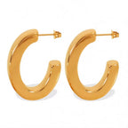 JEWELRY EH283 French Glossy Design C-Shaped Earrings Stainless Steel 18K Gold Plated Earrings My Store