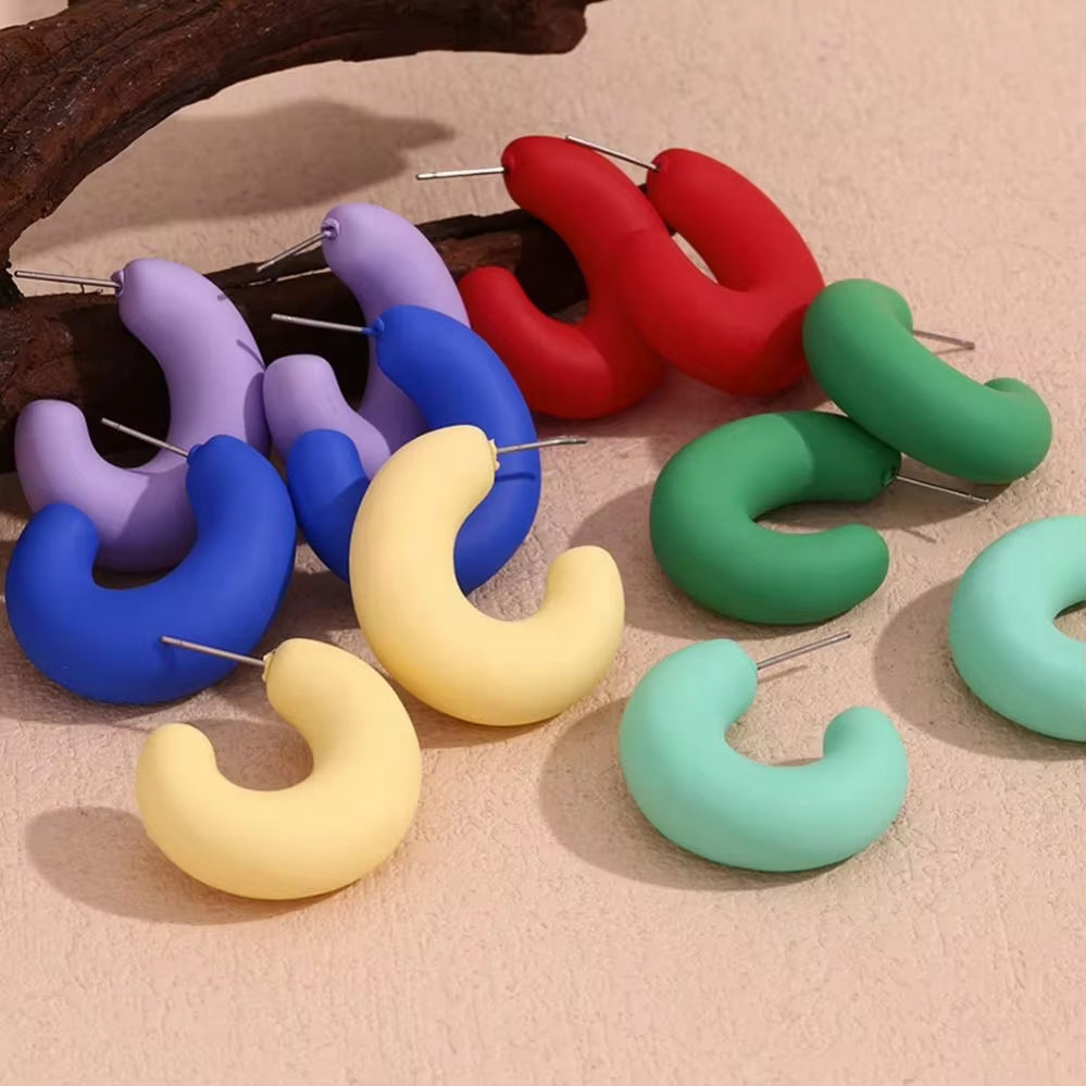 Colorful ABS Resin Spring Jewelry Enamel Hoop Earrings Stainless Steel Jewelry Gifts for Women My Store