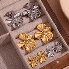 2024 New Arrivals Engraved Flower Earrings Gold Plated Gift for Girls Stainless Steel Stud Earrings My Store