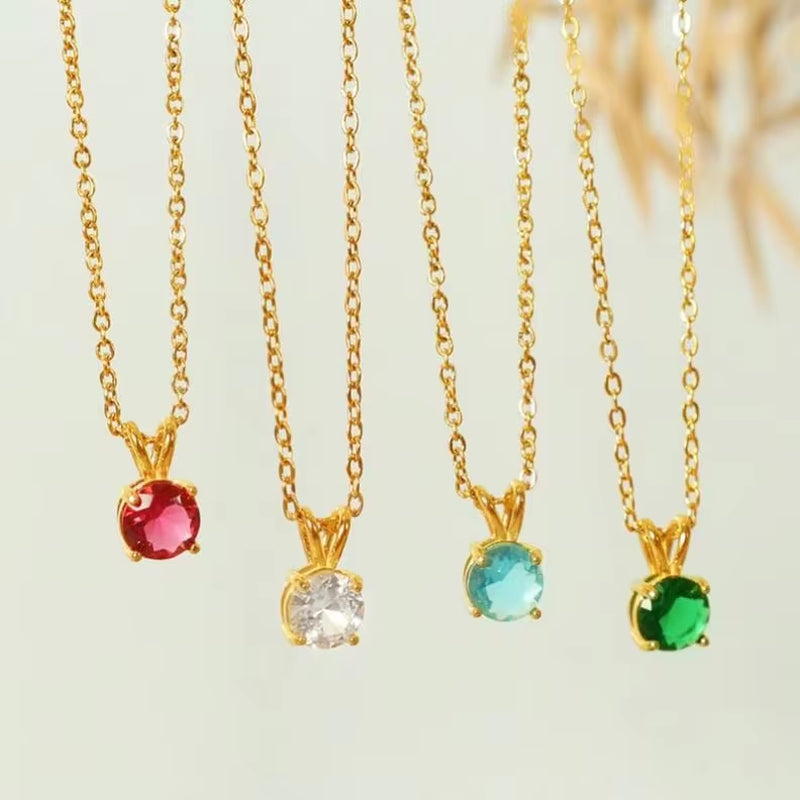 JEWELRY XL68 French Style Collarbone Chain Natural Gemstone Pendant Collarbone Necklace Stainless Steel Necklace My Store