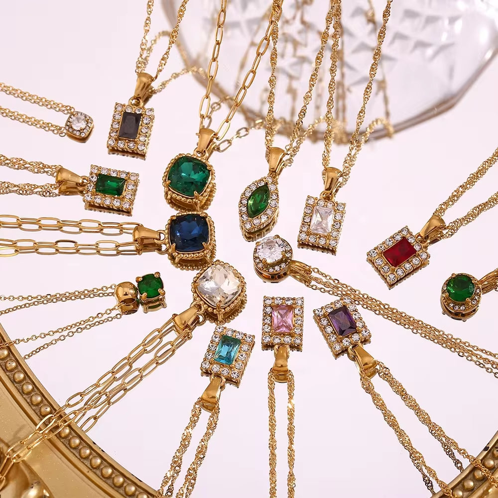 2024 Jewelry Trends Shining Zircon Pendant Necklace Colorful Christmas Jewelry Gift for Women My Store