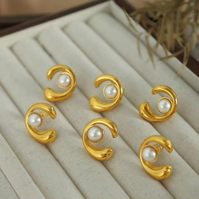 JEWELRY EH85 Factory Hot Sale French Half Wrap Pearl Set Ears Eco Color Premium Earrings My Store