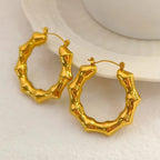 New Punk Bamboo round Gold Earrings Hoop Thick Earrings Twisted Big Metal Geometric for Women Drop Earrings Fashionable My Store