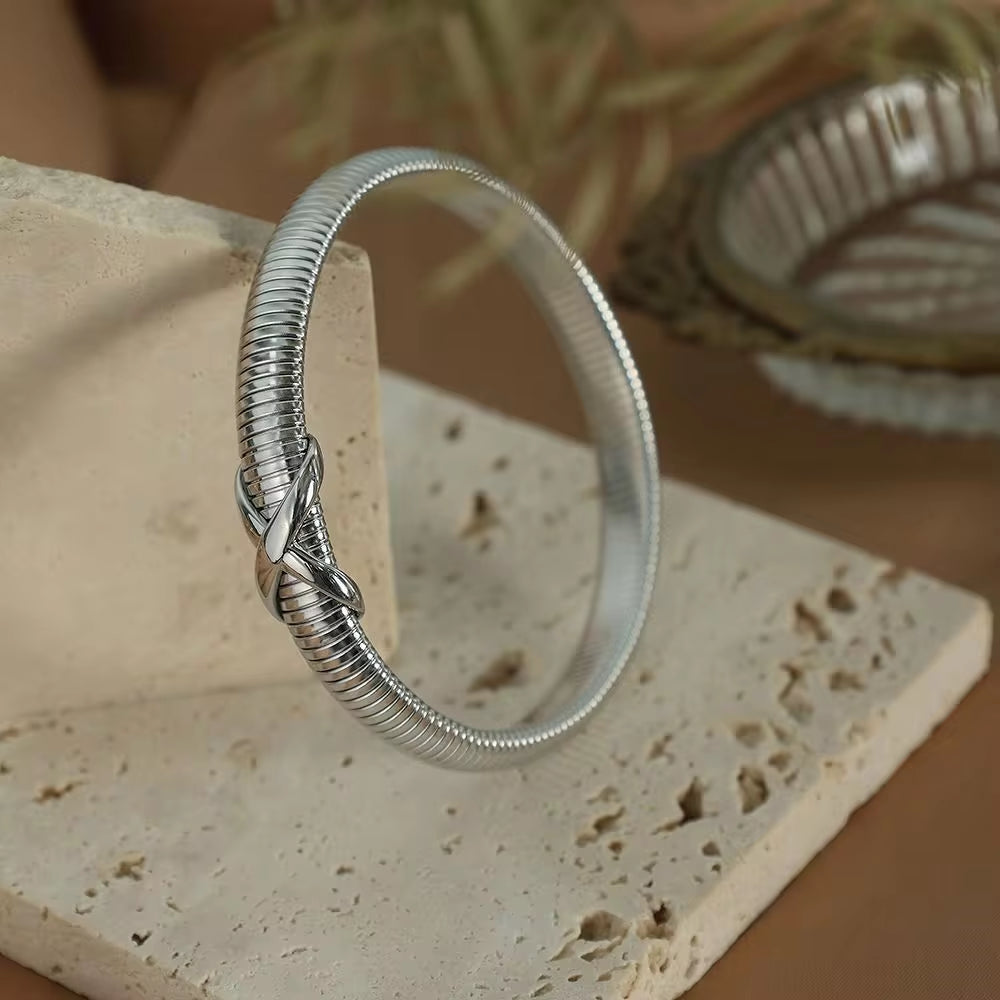 JEWELRY SZ09 New Stretch Snake Bone Bangles Simple Stainless Steel Bangles My Store