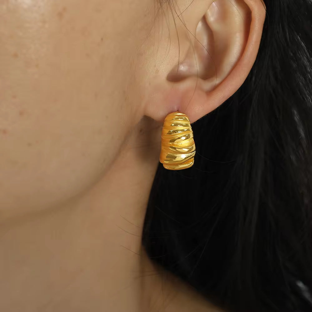 JEWELRY EH43-EH45-EH48 Wholesale Striped Earrings Stainless Steel 18K Gold Plated Fashion Jewelry Earrings for Women My Store