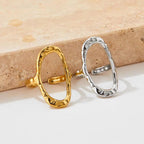 Punk Simple Oval round Rings Chic 18K Gold Plated Adjustable Opening Cuff Geometric Stainless Steel Ring for Women Men Unisex My Store