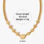 18K Gold Plated Stainless Steel Cuban Chain Jewelry Gift Daisy Flower Pendants Choker Necklace for Women My Store