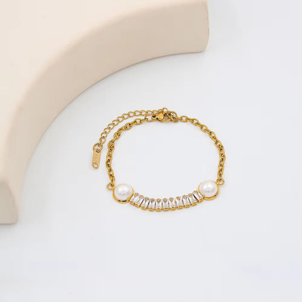 Stainless Steel Pearl Zircon Pendant Necklace for Women Jewelry Fashion Luxury Statement Necklace My Store