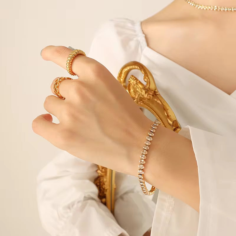 Fashion Gold Plated Bracelet with Zirconia Other Stainless Steel Jewelry Unisex Women My Store