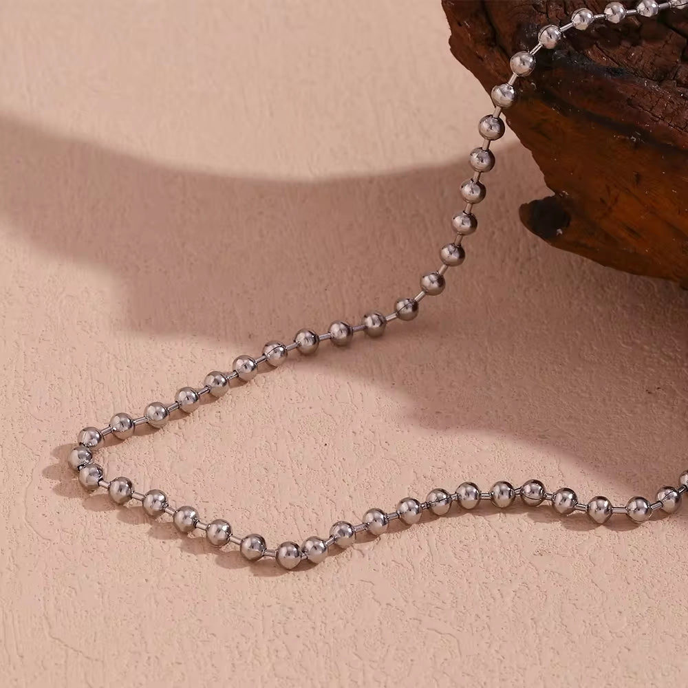 Stainless Steel Bead Necklace Waterproof Gold Plated Jewelry anti Tarnish Chain Necklace Choker My Store