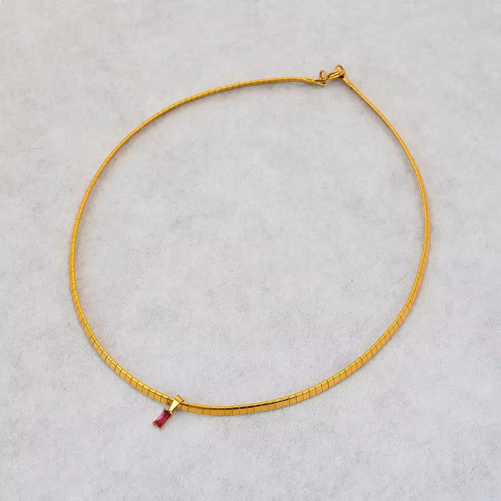 Fashion Rainbow Zircon Pendant Necklace INS Choker Chain Collar for Women Jewelry 18K Gold Stainless Steel Jewelry My Store