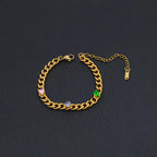 USENSEN 18K Gold Plated Stainless Steel Jewelry Colorful Zircon Cuban Chain Chokers Necklace Do Not Fade Emerald Necklaces My Store