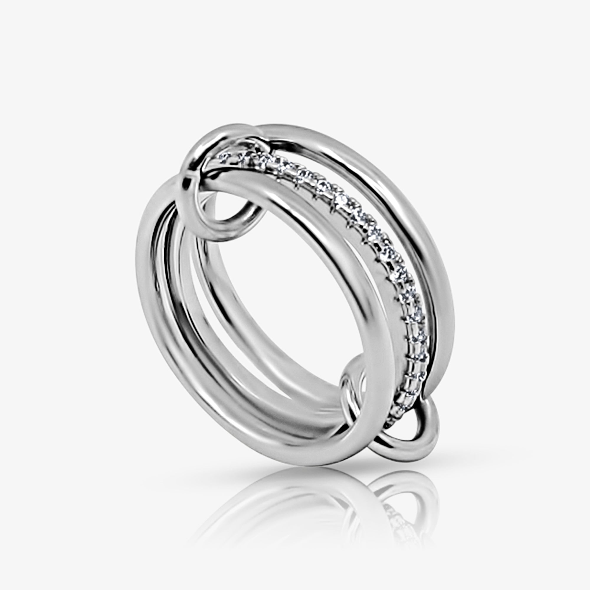 Stacked Linked Crystal Band Ring Angel