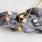 Fading Water Drop Square Star Zircon 18K Gold Plated Stainless Steel Non Tarnish Pendant Custom Necklace Logo My Store