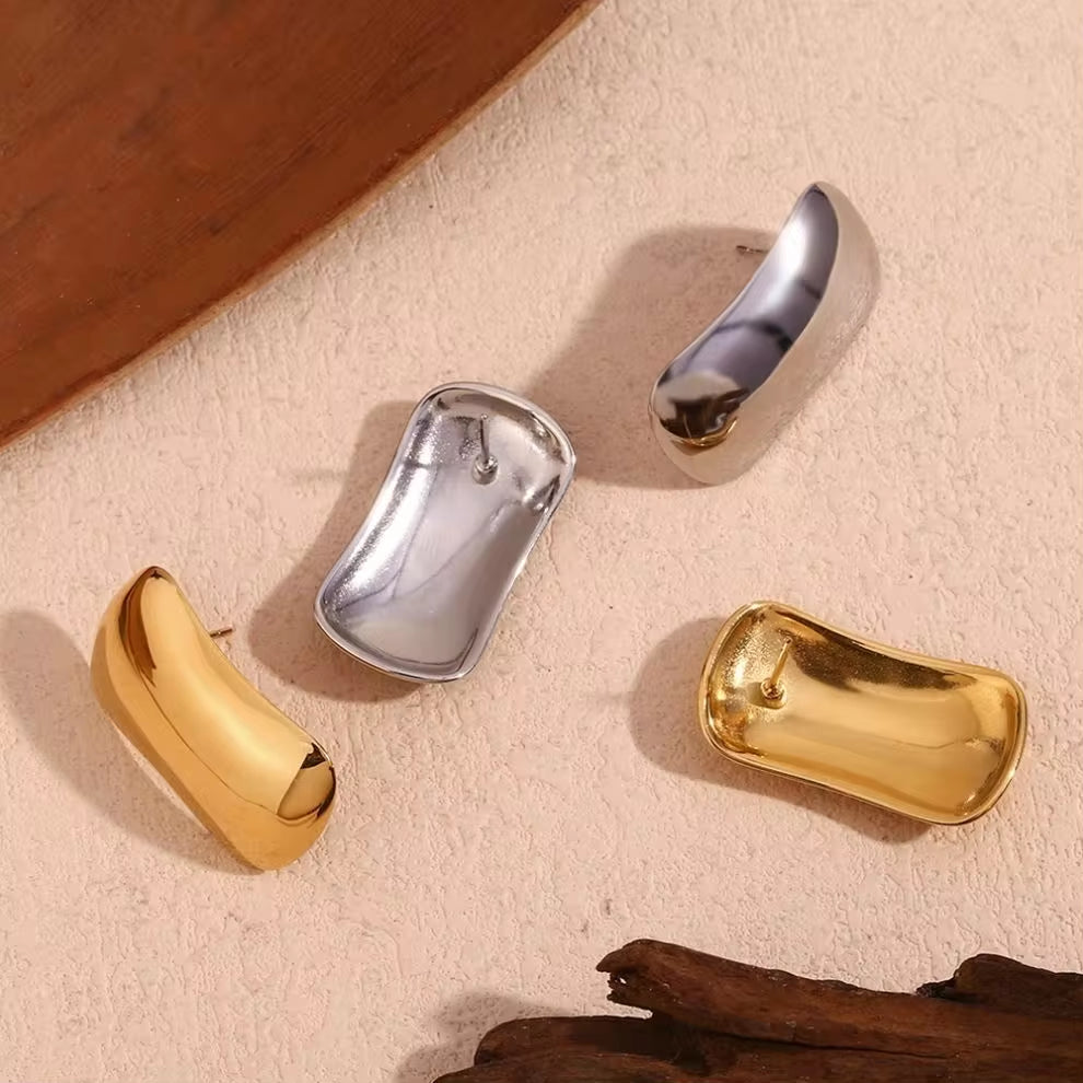 Minimalist Jewelry Rectangle Stud Earrings 18K Gold Plated Stainless Steel Statement Earrings My Store