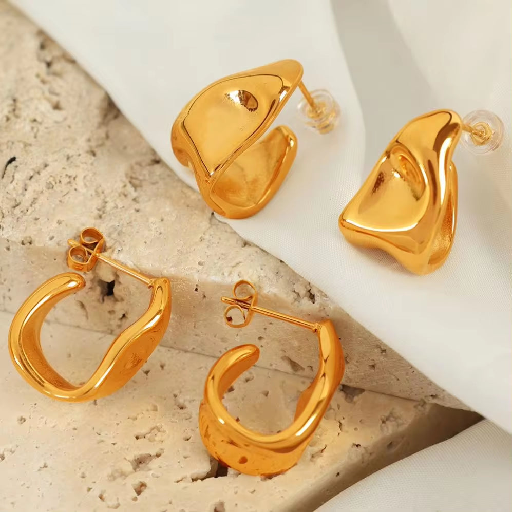 JEWELRY EH291 the Most Competitive Price Creative Simple Glossy Stainless Steel Gold-Plated Earrings My Store