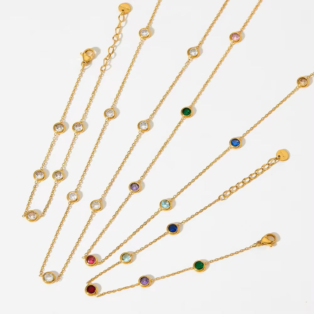 Trendy Exquisite Fashion Jewelry Stainless Steel Charm Pulseras Gold Link Chain Colorful Zircon Bracelet My Store