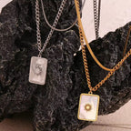 Double Layer Herringbone Necklace Engraved Sun Shell Necklace Waterproof Gold Plated Pendant Necklace My Store