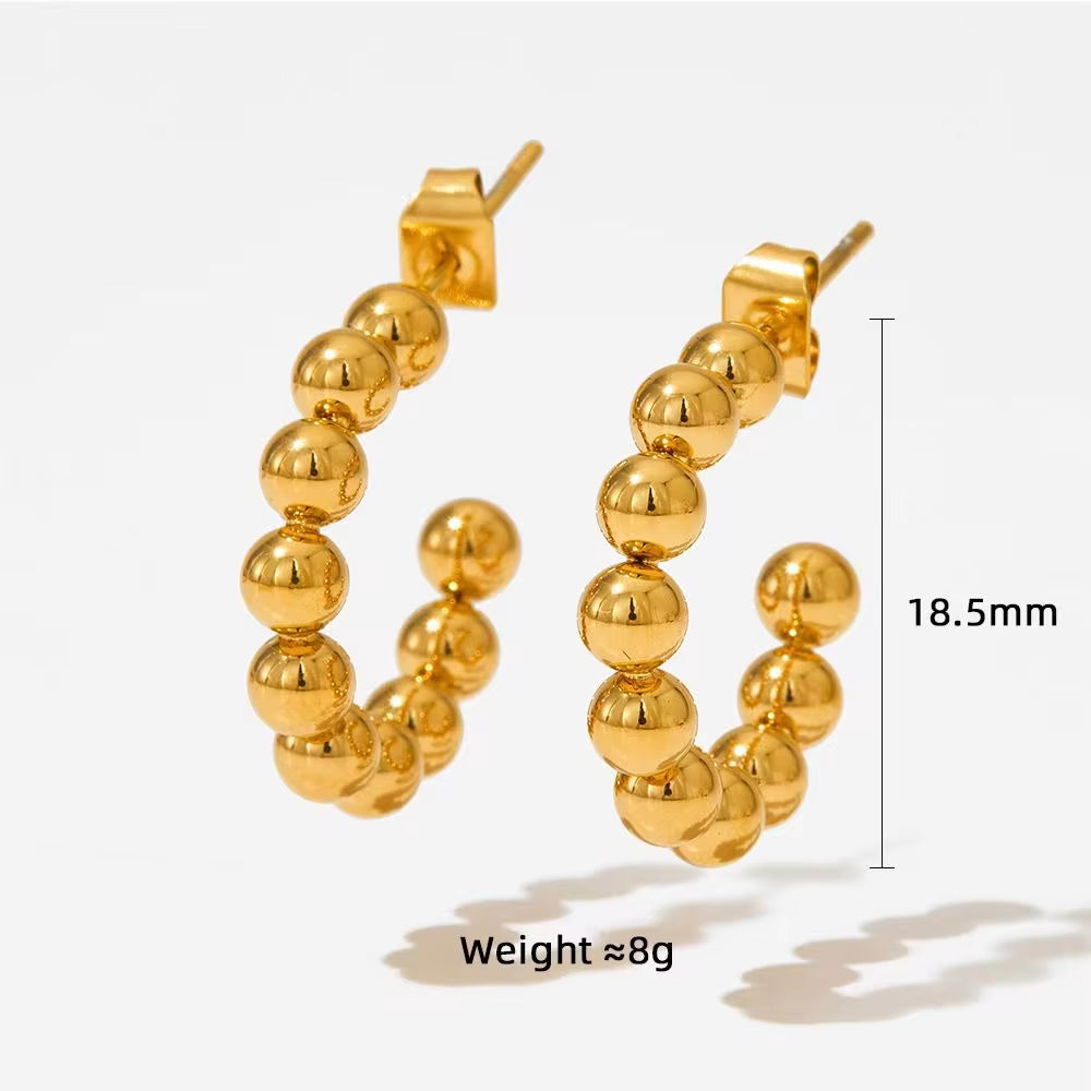 Hot-Selling Jewelry New round Steel Ball Earrings Earrings European and American Fashion Creative Women'S Earrings My Store