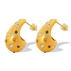 JEWELRY Customize Large Drop Earrings Niche High Design Inlaid Rhinestone Glue Bead Earrings Exaggerated Earrings My Store